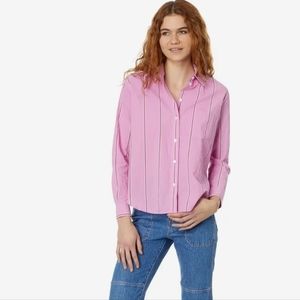 Madewell, NWT, Signature Poplin Oversized Boyshirt in Stripe,Pink